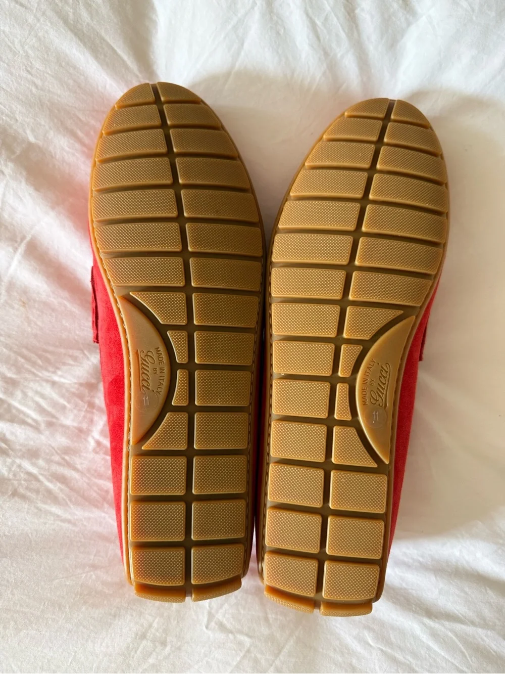 Gucci Red Suede Penny Loafers for Men
